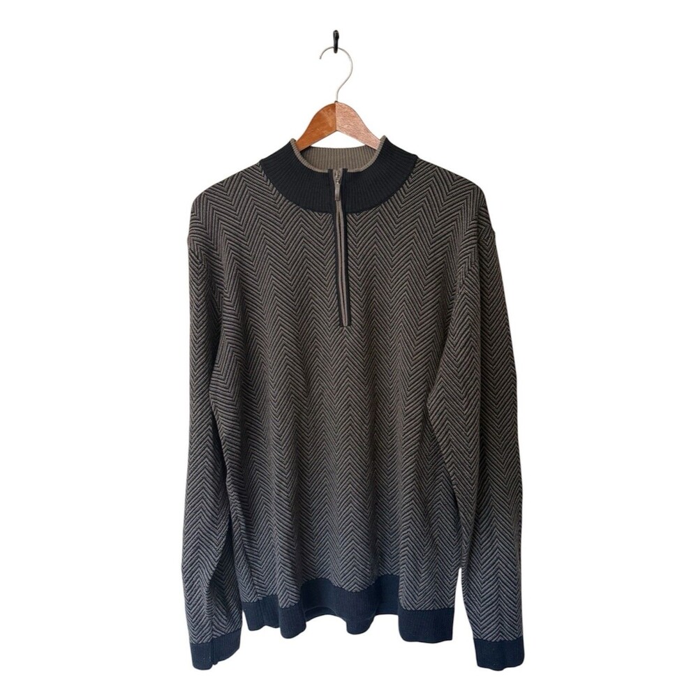Codice  Mens Merino Wool Quarter Zip Sweater SZ 56 / SZ XXL Black Taupe